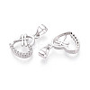925 Sterling Silver Micro Pave Clear Cubic Zirconia Heart with Dragonfly Charms with 925 Stamp STER-T008-83P-2