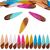 12Pcs 6 Colors Transparent Resin & Walnut Wood Big Pendants RESI-TA0003-45-1