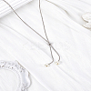 1Pc 1MM Brass Round Snake Chain Slider Lariat Necklaces NJEW-LP0009-12P-3
