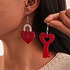 Valentine's Day Acrylic Key with Lock Dangle Earrings FS-WGE7447-05-2