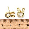 Rabbit Head Brass Micro Pave Cubic Zirconia Ear Studs EJEW-D304-39G-3