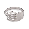 Non-Tarnish 304 Stainless Steel Skull Open Cuff Rings for Women RJEW-G285-70P-2