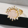 Sunflower Natural Rose Quartz Finger Rings RJEW-B113-03G-09-2