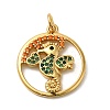 Flat Round with Sea Horse Rack Plating Brass Micro Pave Colorful Cubic Zirconia Pendants KK-K377-26G-1