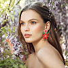 2 Pairs 2 Colors 3D Flower of Life Enamel Dangle Stud Earrings EJEW-FI0001-26-4