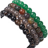 4Pcs Constellation 8mm Round Natural Gray Agate & Green Aventurine & Indian Agate & Black Onyx(Dyed & Heated) Beaded Stretch Bracelets for Women BJEW-JB10632-5