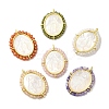 Rack Plating Brass Micro Pave Cubic Zirconia & Shell Pendants KK-G488-18G-1
