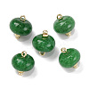 Natural White Jade Dyed Saucer Charms with Rack Plating Golden Tone Brass Bails KK-B103-17B-04-1