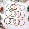 12Pcs Christmas Theme Glass Seed Beads Stretch Bracelet Sets BJEW-JB12109-1