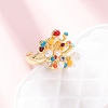 Brass Micro Pave Cubic Zirconia Cuff Open Rings RJEW-C153-03G-2
