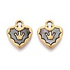 304 Stainless Steel Pave Natural Black Lip Shell Crown Heart Pendants STAS-N110-22B-G-1