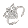 Brass Micro Pave Clear Cubic Zirconia Cuff Finger Rings for Women RJEW-U033-07P-4