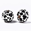 Printed Natural Wooden Beads WOOD-R270-07A-2