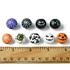 45Pcs 9 Colors Printed Round Wood European Beads WOOD-FS0001-21-5