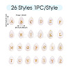 26Pcs 26 Styles Natural Shell Teardrop Charms with Golden Tone Metal Letter Slices SHEL-TAC0004-02-4