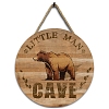 Flat Round with Little Man Cave & Brown Bear Wooden Hanging Wall Decorations for Home Decoration PW-WG0F676-02-1