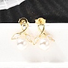 Horse Eye with Round Brass Micro Pave Clear Cubic Zirconia Stud Earrings EJEW-A135-27G-1