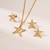 Starfish Alloy Pendant Necklace & Stud Earring & Ring Sets for Women FS-WG0D5F4-03-3