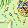 50Pcs 5 Colors Flower Glass Seed Bead Pendant Decorations HJEW-CJ0001-09-6