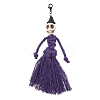 Halloween Cotton Threads Tassel & Synthetic Turquoise Skull Pendant Decorations HJEW-JM03757-02-2