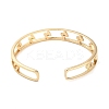 Brass Hollow Lightning Bolt Open Cuff Bangles with Colorful Glass for Women BJEW-M312-10G-3