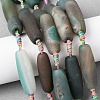 Frosted Natural Green Onyx Agate Beads Strands G-P605-M02-01-1