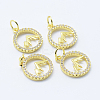 Brass Micro Pave Cubic Zirconia Pendants KK-P133-12G-NR-1