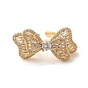 Brass Pave Cubic Zirconia Open Cuff Rings for Women RJEW-M169-04G-1