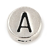925 Sterling Silver Flat Round with Letter Beads STER-G044-01AS-A-1