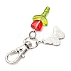 5Pcs Glass Tulip & Alloy Enamel Butterfly Pendant Decorations HJEW-JM04154-6