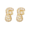 Brass Micro Pave Cubic Zirconia Stud Earrings EJEW-Z091-04G-F-2