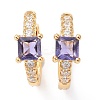Brass Inlaid Cubic Zirconia Hoop Earrings ZIRC-P090-16G-E-2