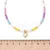 Valentine's Day 304 Stainless Steel Heart Pendant Glass Seed Beaded Necklaces for Women NJEW-MZ00146-02-3