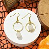 Natural White Jade Pumpkin with Ring Dangle Earrings EJEW-JE05509-02-2