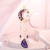Wire Wrapped Natural Amethyst Moon with Tree of Life Pendant Decorations HJEW-K046-07G-06-1