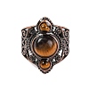 Natural Tiger Eye Retro Finger Rings RJEW-B067-01R-17-2