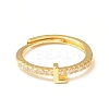 Clear Cubic Zirconia Initial Letter Adjustable Ring RJEW-C052-01G-L-2