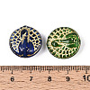 Flat Round with Peacock Glass Beads GLAA-T025-70M-3