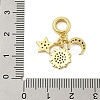 Rack Plating Brass Micro Pave Clear & Black Cubic Zirconia European Dangle Charms KK-Z074-65G-3