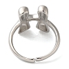 Initials Brass Open Cuff Ring for Women RJEW-N046-02H-P-3