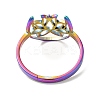 Ion Plating(IP) 304 Stainless Steel Hollow Lotus Adjustable Ring for Women RJEW-M149-30RC-2