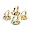 Brass Enamel Hoop Earring Findings KK-P205-06G-1