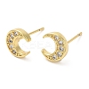 Rack Plating Brass Crescent Moon Stud Earrings with Cubic Zirconia EJEW-D061-16G-1