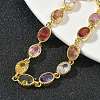 Oval Brass Pave Cubic Zirconia Link Chain Bracelets for Women BJEW-P385-02G-2