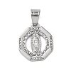 316 Surgical Stainless Steel Rhinestone Pendants STAS-P412-10P-1