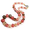 Tigerskin Glass Rondelle Graduated Beaded Necklaces for Women Men NJEW-K388-02P-1