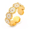 Daisy 304 Stainless Steel Enamel Open Cuff Ring for Women RJEW-Z041-02G-03-1