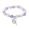 8mm Round Natural Aquamarine & Rose Quartz & Amethyst Beaded Stretch Bracelets X-BJEW-TA00502-1