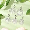 201 Stainless Steel Flat Round with Tree of Life Pendant Decorations HJEW-JM02521-1