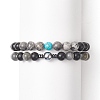 Natural Black Stone & Picasso Jasper & Labradorite & Synthetic Turquois & Non-Magnetic Synthetic Hematite Beaded Stretch Bracelets Sets for Women BJEW-JB09279-1